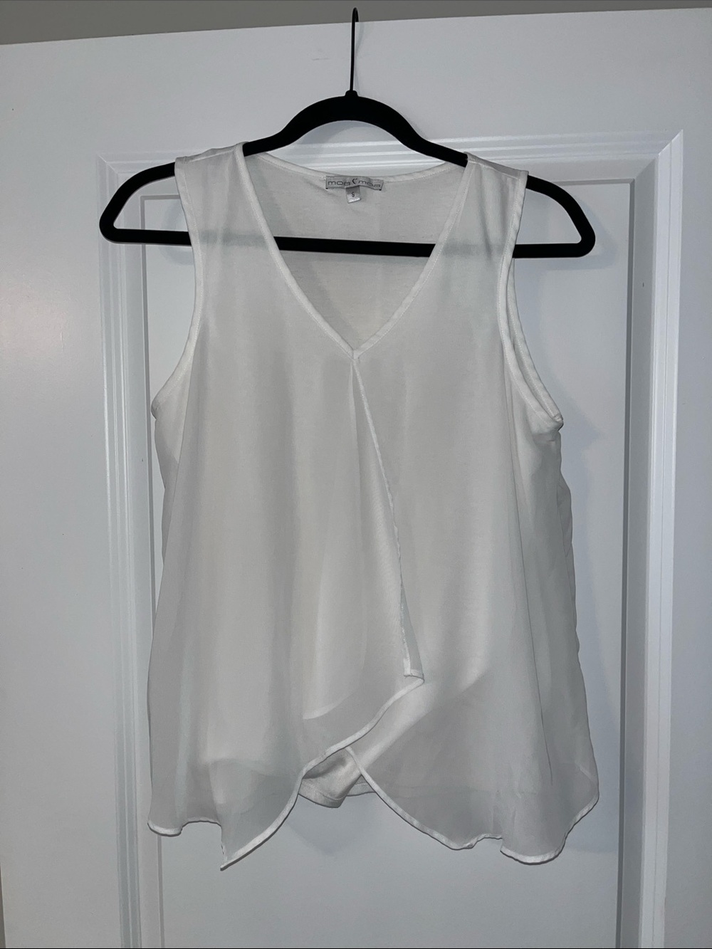 Moa Moa White Sleeveless Drape Front Tank Top -Size Small